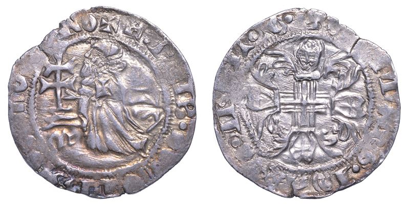 RODI. FILIBERT DE NAILLAC (34º Gran Maestro dell'Ordine dei Cavalieri Ospitalieri di Rodi e Malta), 1396-1421. Gigliato.  - Auction Numismatics - Cambi Casa d'Aste