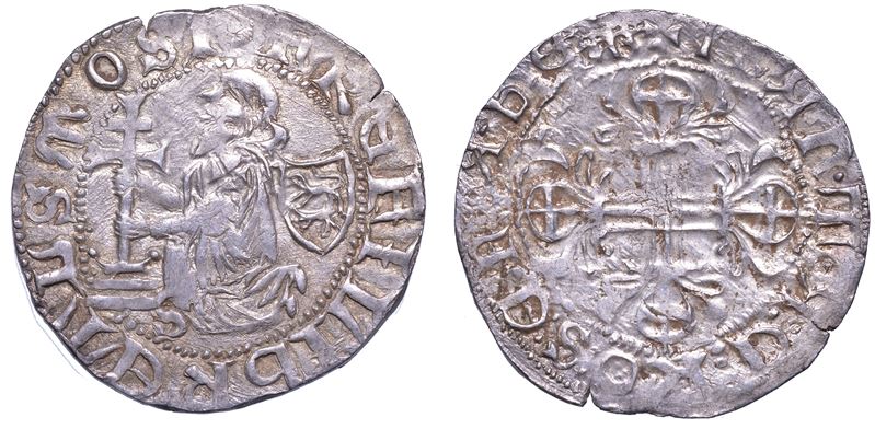 RODI. FILIBERT DE NAILLAC (34º Gran Maestro dell'Ordine dei Cavalieri Ospitalieri di Rodi e Malta), 1396-1421. Gigliato.  - Asta Numismatica - Cambi Casa d'Aste