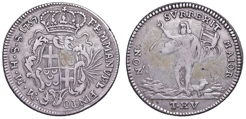 MALTA. EMANUELE PINTO (68º Gran Maestro dell'Ordine dei Cavalieri Ospitalieri di Rodi e Malta), 1741-1773. 15 Tarì 1757.  - Auction Numismatics - Cambi Casa d'Aste