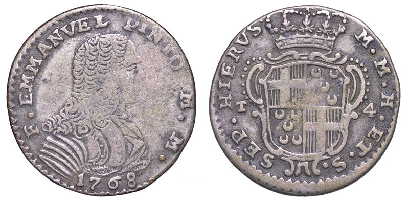 MALTA. EMANUELE PINTO (68º Gran Maestro dell'Ordine dei Cavalieri Ospitalieri di Rodi e Malta), 1741-1773. 4 Tarì 1768.  - Auction Numismatics - Cambi Casa d'Aste
