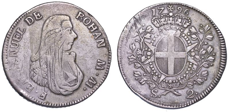 MALTA. EMMANUEL DE ROHAN (70º Gran Maestro dell'Ordine dei Cavalieri Ospitalieri di Rodi e Malta), 1775-1797. 2 scudi 1796.  - Auction Numismatics - Cambi Casa d'Aste
