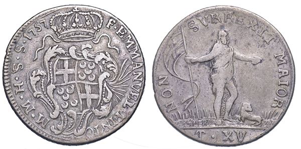 MALTA. EMANUELE PINTO (68º Gran Maestro dell'Ordine dei Cavalieri Ospitalieri di Rodi e Malta), 1741-1773. 15 Tarì 1757.