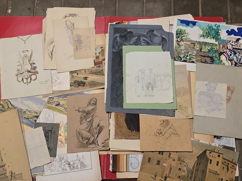 Collezione di disegni di varie epoche, per lo più XIX e XX secolo  - Auction Prints - Cambi Casa d'Aste