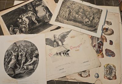 Collezione di Stampe di Grande Formato, per lo Più del XIX Secolo