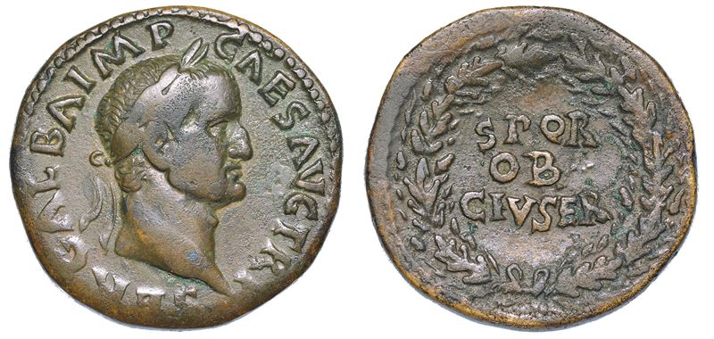 GALBA, 68-69. Dupondio, Giugno - Agosto 68. Roma.  - Auction Numismatics - Cambi Casa d'Aste
