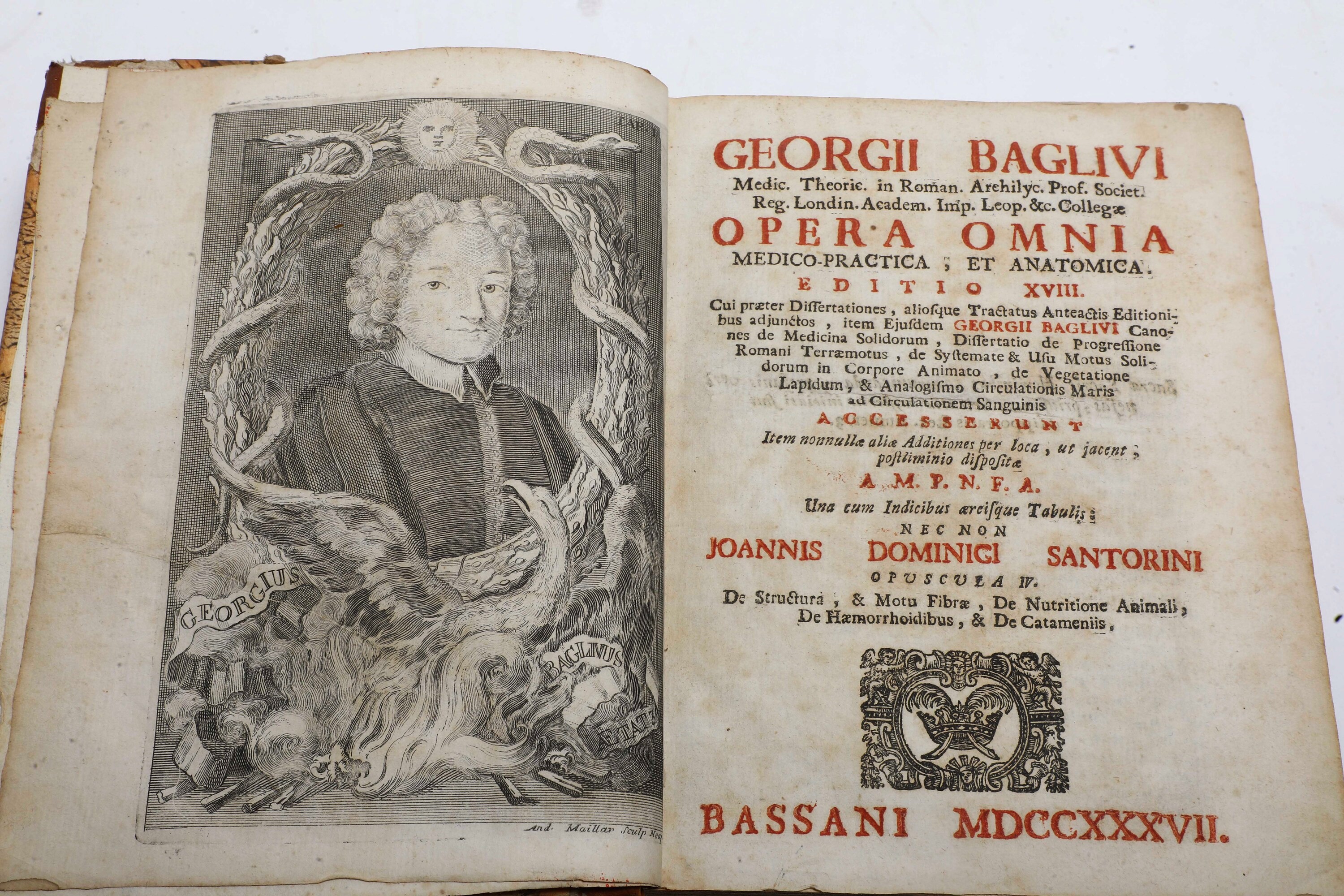 Baglivi Giorgio (1668-1707) Opera Omnia Medico-pratica Et Anatomica..bassani, 1737