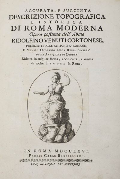 Venuti Cortonese Ridolfino Accurata e Succinta Descrizione Topografica e Historica di Roma Modern...