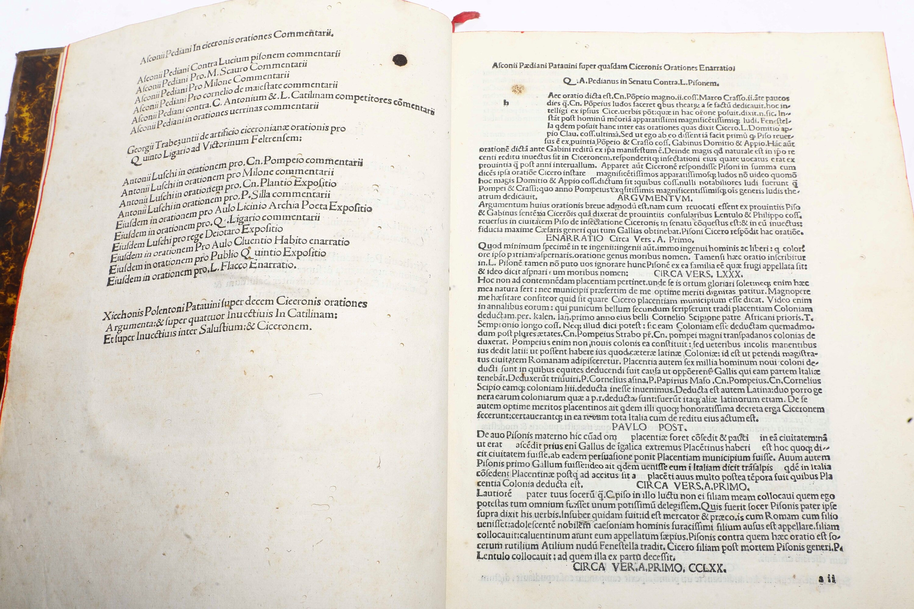 Incunaboli - Commenti a Cicerone Hoc Volumine Continentur: Q. Asconii Pediani in Ciceronis Oratio...