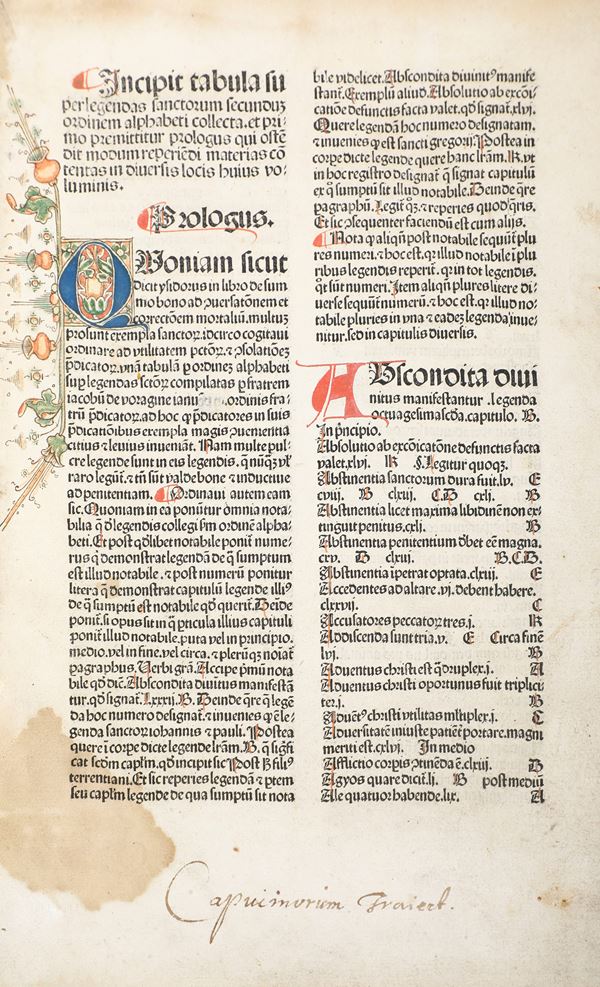 Da Varagine Jacopo (1230 ca.-1298) Legenda sanctorum que lombardica nomiatur historia Argentine (Strasburgo), [Jordanus de Quedlinburg (Georg Husner)], 1483