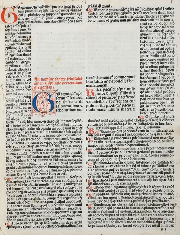 Decreta Gregorio IX, Bonifacio VIII, Clemente V..  Roma decretalium compilatio Gregorii IX Venezia, Thome de Blanis de Alexandria, 1486, unito a Liber sextus decretalia una cum apparatu donni Joannis Andree... Venezia, Bartholomei de Alexandria, Andreas de Asula, 1485 e a Opus Clementina impresa atque industria / Decretales extravagantes que emanarunt post sextum (Bonifacio VIII) Venezia, Bartholomei de Alexandria, Andreas de Asula, 1485