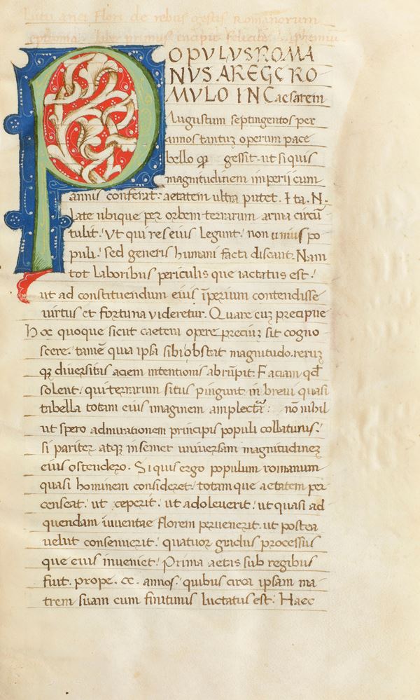 Floro Lucio Anneo (n. c. 74 d.C.) De rebus gestis Romanorum epitoma. Liber I-IV... Italia, seconda metà  [..]