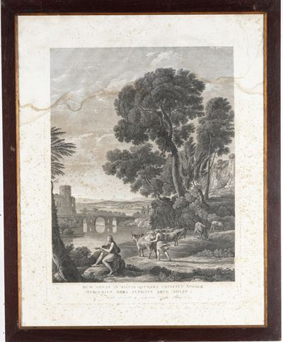 Giovanni Volpato (1733-1803) da Claude Lorraine (1604-1682) Paesaggio con Apollo e Mercurio