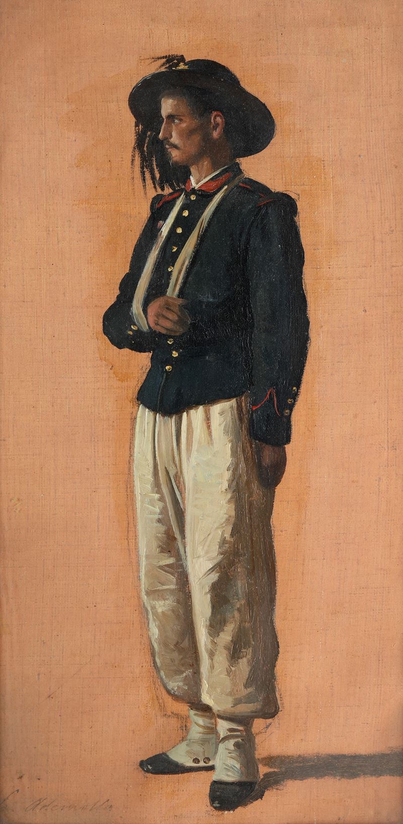 Carlo Ademollo : Ritratto del Bersagliere Matteo Orlandi di Massa di Montignoso  - olio su tela - Auction Paintings from the 19th-20th centuries - Cambi Casa d'Aste