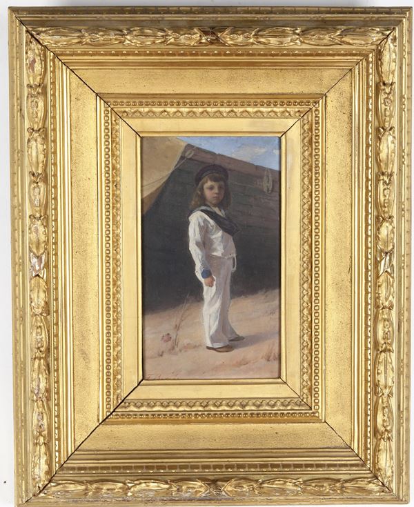 F. Boschi Ritratto di bambino con abiti da marinaretto