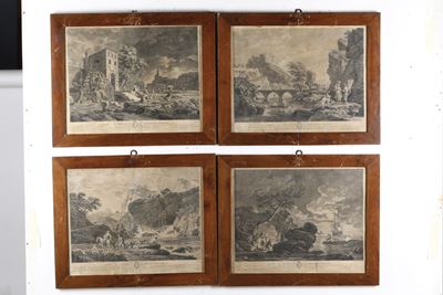 Louis-jacques Cathelin (1738-1804) Gruppo di Quattro Paesaggi su Disegno di Vernot