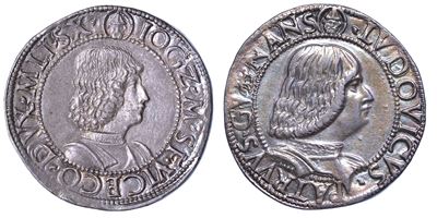 Milano. Gian Galeazzo Maria Sforza - Reggenza di Ludovico Maria Sforza, 1480-1494. Testone (o Gro...