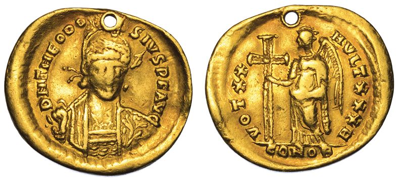 TEODOSIO II, 402-450. Solido, anni 422-423. Costantinopoli.  - Auction Numismatics - Cambi Casa d'Aste