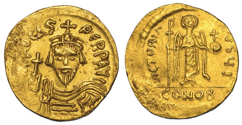 FOCAS, 602-610. Solido, anni 607-609. Costantinopoli.  - Auction Numismatics - Cambi Casa d'Aste