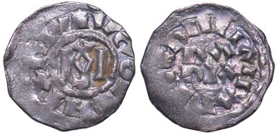 Pavia. Ugo e Lotario II, 931-947. Denaro.