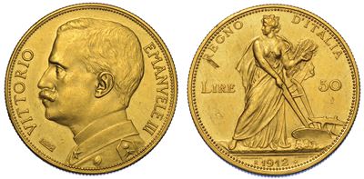 Regno D'italia. Vittorio Emanuele III di Savoia, 1900-1946. 50 Lire 1912. Aratrice.