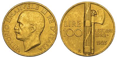 Regno D'italia. Vittorio Emanuele III di Savoia, 1900-1946. 100 Lire 1923. Fascio.