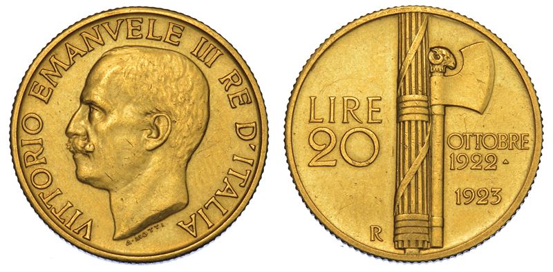 REGNO D'ITALIA. VITTORIO EMANUELE III DI SAVOIA, 1900-1946. 20 Lire 1923. Fascetto.  - Auction Numismatics - Cambi Casa d'Aste