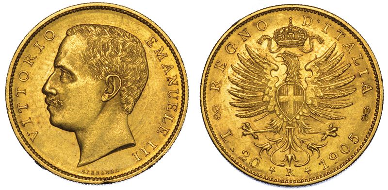 REGNO D'ITALIA. VITTORIO EMANUELE III DI SAVOIA, 1900-1946. 20 Lire 1905. Aquila.  - Asta Numismatica - Cambi Casa d'Aste