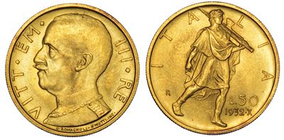 Regno D'italia. Vittorio Emanuele III di Savoia, 1900-1946. 50 Lire 1932/a. X. Littore.