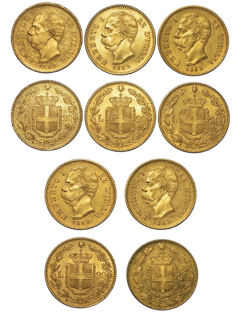 REGNO D'ITALIA. UMBERTO I DI SAVOIA, 1878-1900. Lotto di cinque esemplari.  - Auction Numismatics - Cambi Casa d'Aste