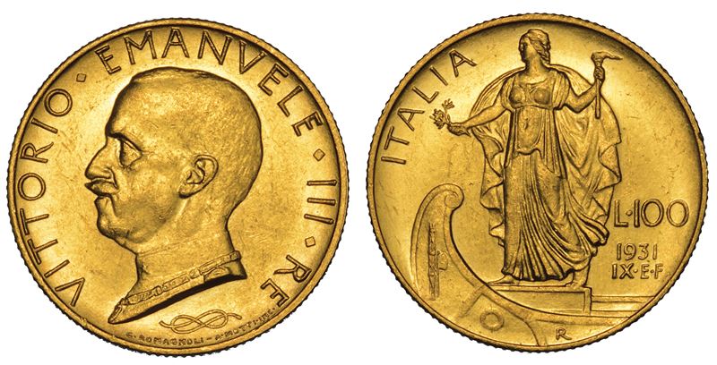 REGNO D’ITALIA. VITTORIO EMANUELE III DI SAVOIA, 1900-1946. 100 Lire 1931/A. IX. Italia su prora.  - Auction Numismatics - Cambi Casa d'Aste