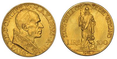 Vaticano. Pio XII, 1939-1958. 100 Lire 1941/a. III.