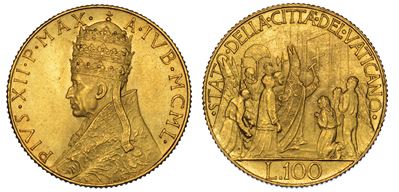 Vaticano. Pio XII, 1939-1958. 100 Lire 1950/a. Iub.