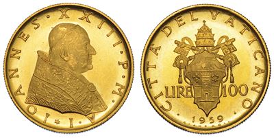 Vaticano. Giovanni XXIII, 1958-1963. 100 Lire 1959.