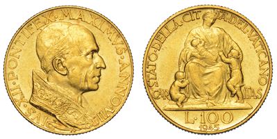 Vaticano. Pio XII, 1939-1958. 100 Lire 1945/a. VII.