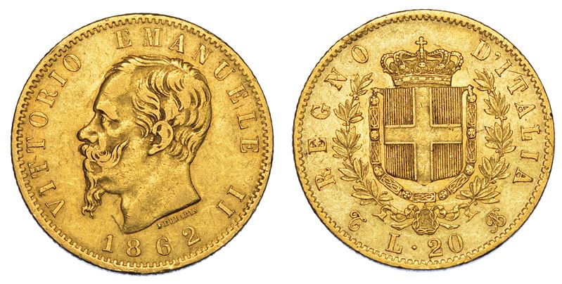 REGNO D'ITALIA. VITTORIO EMANUELE II DI SAVOIA, 1861-1878. 20 Lire 1862. Torino.  - Asta Numismatica - Cambi Casa d'Aste