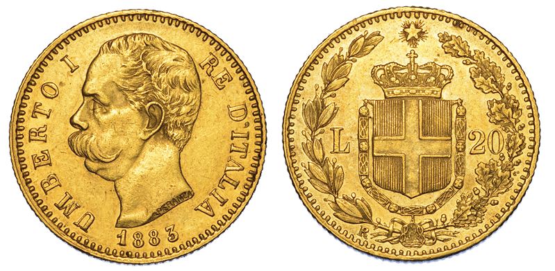 REGNO D'ITALIA. UMBERTO I DI SAVOIA, 1878-1900. 20 Lire 1883.  - Auction Numismatics - Cambi Casa d'Aste