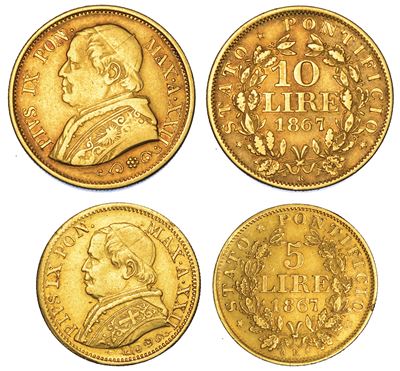 Stato Pontificio. Pio IX, 1846-1878. Lotto di Due Monete.