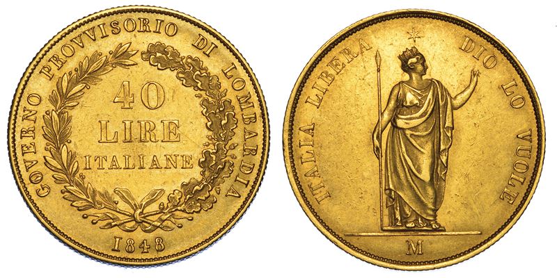 MILANO. GOVERNO PROVVISORIO DI LOMBARDIA, 1848. 40 Lire 1848.  - Asta Numismatica - Cambi Casa d'Aste