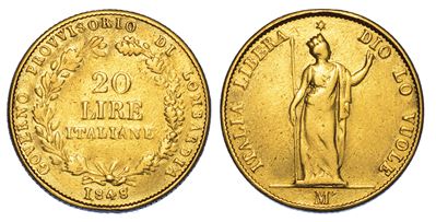 Milano. Governo Provvisorio di Lombardia, 1848. 20 Lire 1848.