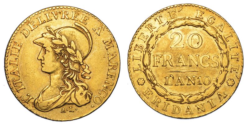 TORINO. REPUBBLICA SUBALPINA, 1800-1802. 20 Franchi A. 10.  - Auction Numismatics - Cambi Casa d'Aste