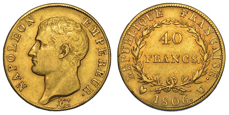 TORINO. NAPOLEONE I IMPERATORE, 1805-1814. 40 Francs 1806.  - Auction Numismatics - Cambi Casa d'Aste