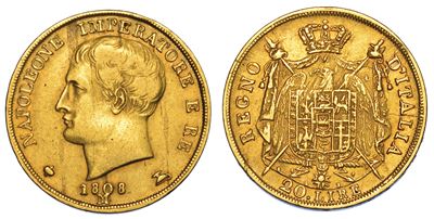 Milano. Napoleone, 1805-1814. 20 Lire 1808.