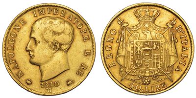 Milano. Napoleone I, 1805-1814. 40 Lire 1810.