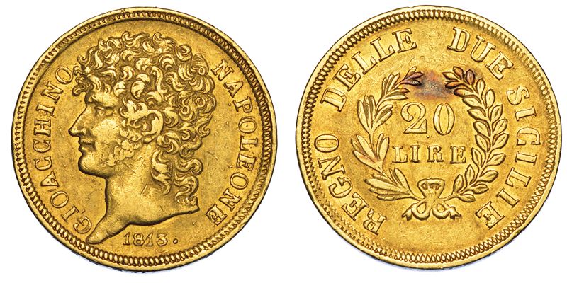 NAPOLI. GIOACCHINO NAPOLEONE (MURAT), 1808-1815. 20 lire 1813.  - Auction Numismatics - Cambi Casa d'Aste