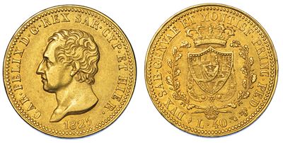 Regno di Sardegna. Carlo Felice di Savoia, 1821-1831. 40 Lire 1825. Torino.