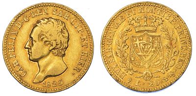 Regno di Sardegna. Carlo Felice di Savoia, 1821-1831. 20 Lire 1823. Torino.