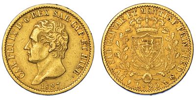 Regno di Sardegna. Carlo Felice di Savoia, 1821-1831. 20 Lire 1827. Torino.