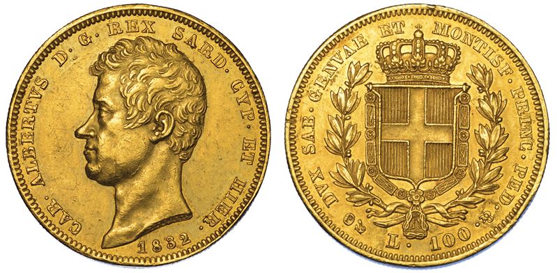 REGNO DI SARDEGNA. CARLO ALBERTO DI SAVOIA, 1831-1849. 100 Lire 1832. Genova.  - Auction Numismatics - Cambi Casa d'Aste