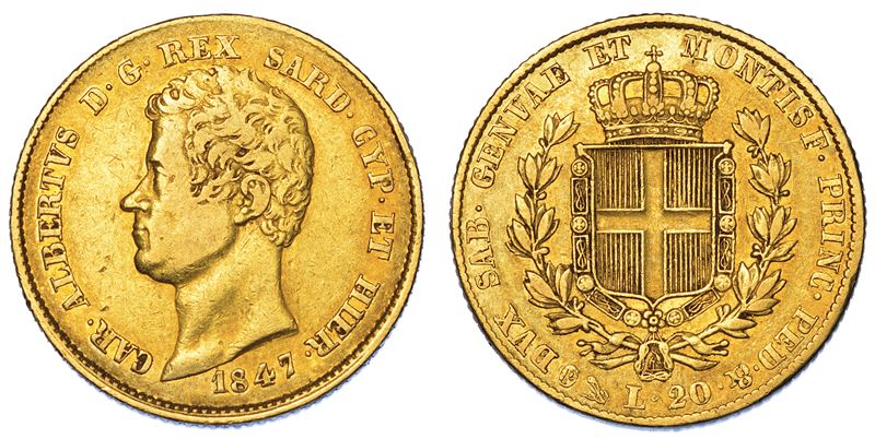 REGNO DI SARDEGNA. CARLO ALBERTO DI SAVOIA, 1831-1849. 20 Lire 1847. Genova.  - Asta Numismatica - Cambi Casa d'Aste
