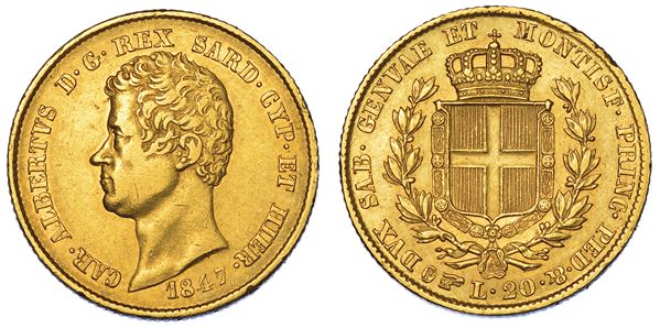 REGNO DI SARDEGNA. CARLO ALBERTO DI SAVOIA, 1831-1849. 20 Lire 1847. Torino.